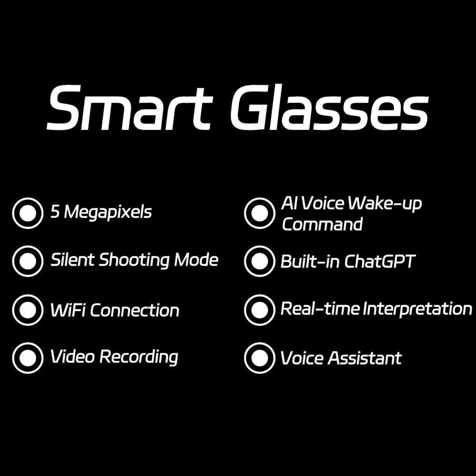 AI Smart Glasses Voice Control Bluetooth HD1080P Shooting