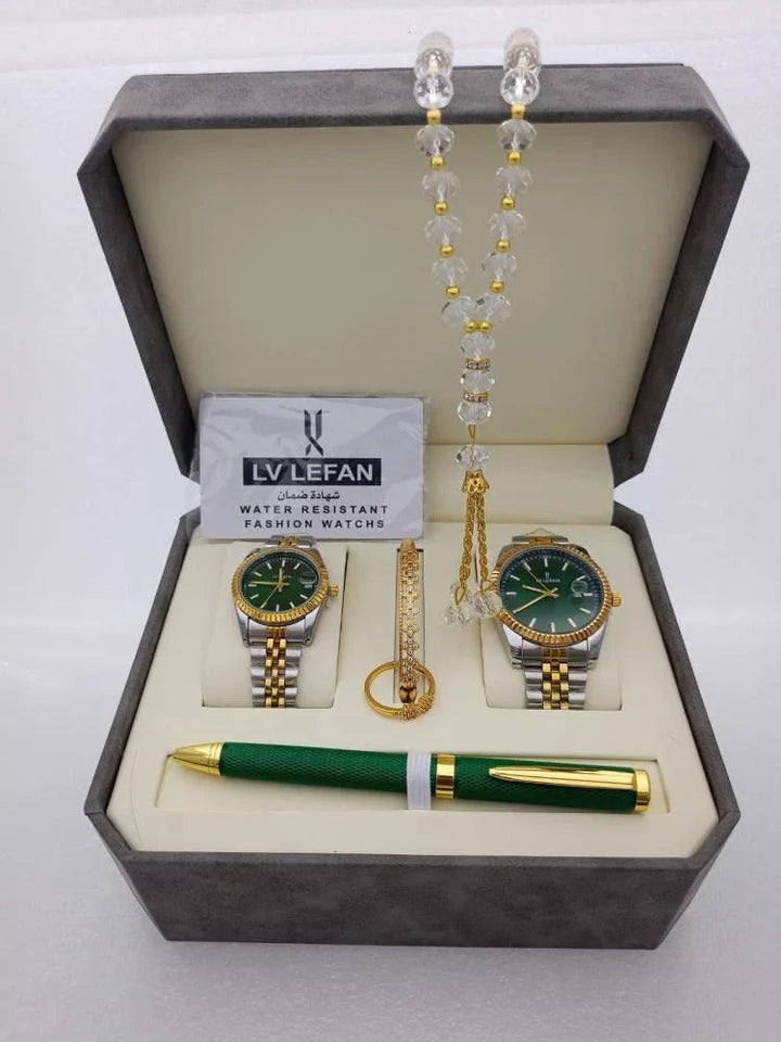 Couple Stainless Steel Set – Watch, Rosary, Pen &amp; Cufflinks